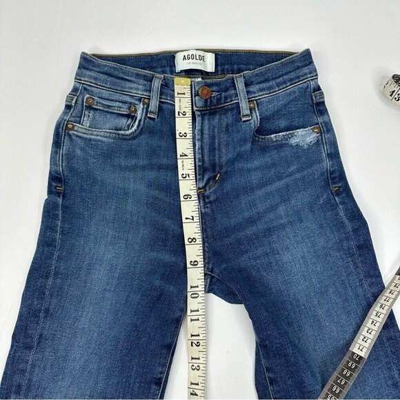 Agolde Women’s Blue Sophie Mid-Rise Skinny Stretch Designer Jean W23/L26 - Picture 10 of 12